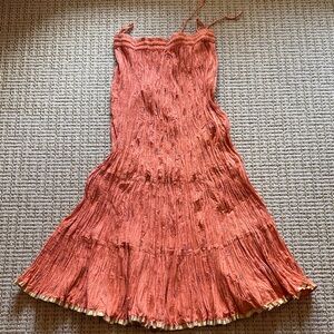 Rust Orange Crinkled Skirt